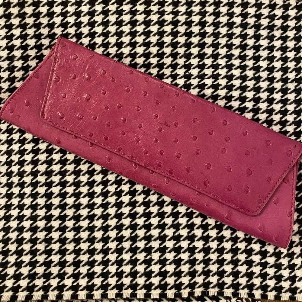 NWT Valerie Stevens vintage leather clutch purple